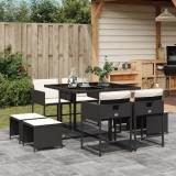 Cumpara ieftin Gossi set mobilier de gradina cu perne, 9 piese, negru, poliratan