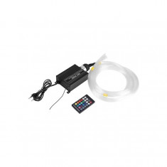 Kit fibra optica plafon instelat LED RGB cu telecomanda si sursa de alimentare 0,75mm 295 fire 3 metri 12V Cod: HH-2953 foto