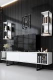 Cumpara ieftin Comoda Tv Chrome Line Tv Stand Stylish, Gri, 180 x 48 x 30 cm