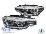 Set de faruri LED de tuning potrivit pentru BMW Seria 3 F30, F31 2015-2018 cu baza cromata, stanga si dreapta, pentru modelul cu faruri halogen Perfor