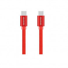 Cablu Date Usb C to Type C Swissten Textil 1.2m Rosu foto