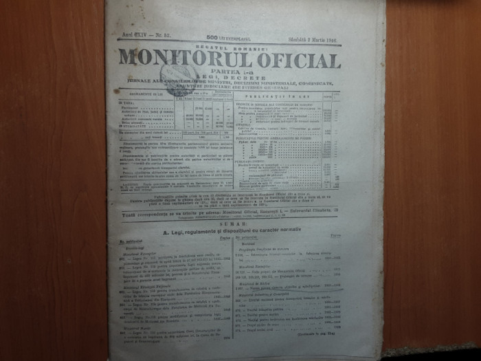 Monitorul Oficial - Nr.52 - sambata 2 martie 1946