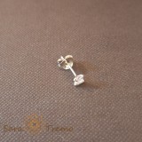Cercel Unisex Argint 925 cu Cristal Zirconia Alb Patrat, 3 mm