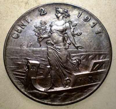 E.168 ITALIA VITTORIO EMANUELE III 2 CENTESIMI 1917 R XF foto
