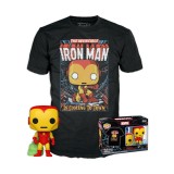 Pop! Marvel Holiday Iron Man Glows In The Dark &amp; T Shirt Xl