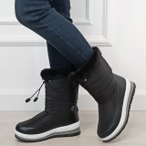 Cumpara ieftin Ghete dama imblanite H-55 negre, impermeabile, piele ecologica, toc 5.5cm, antiderapante, activitati iarna