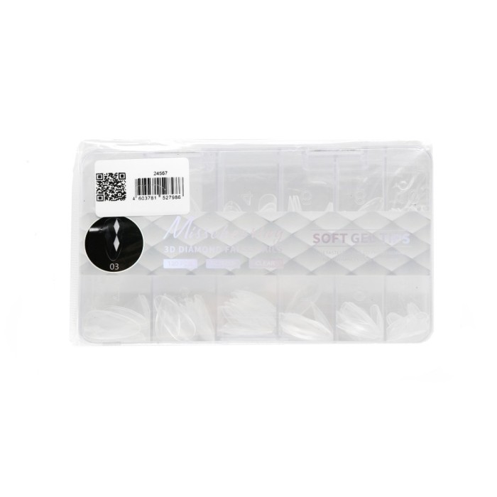 Tipsuri de gel &bdquo;Diamante 3D&rdquo;, migdale, 03, 120 buc, 12 dimensiuni