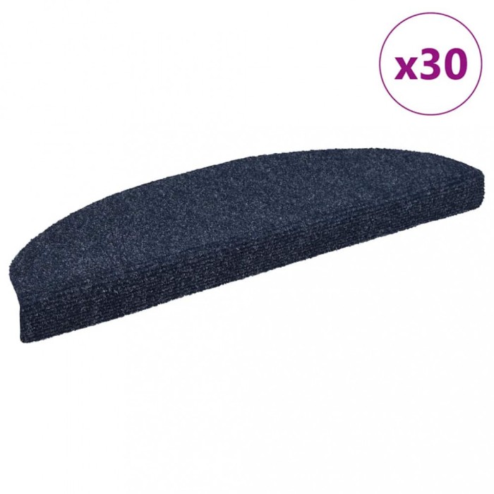 vidaXL Covorașe autoadezive pentru scări, 30 buc., 65x21x4 cm, albastru, semirotunde, mari