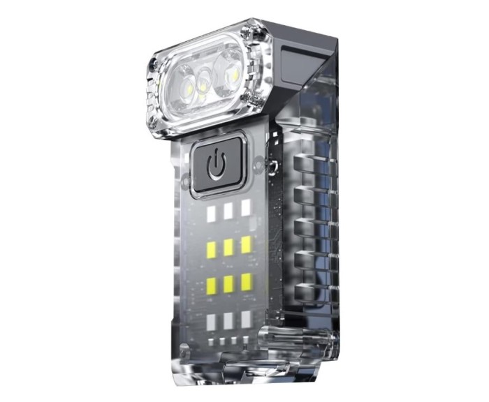 Lanterna LED multifunctionala EDC KXK-1086, 400 lm, cap rotativ 90 , UV, lumini rosu albastru alb, 1200mAh, magnet, suport cap, USB-C, IP44, fluoresce