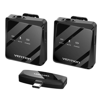 [Pachet 2x] Microfon wireless tip lavaliera Vention NCBB0, negru foto
