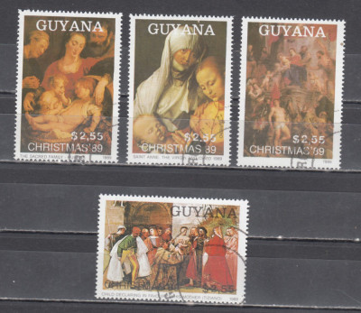 A12 S6 8 - Timbre foarte vechi - Guyana - Craciun 89 - pictura foto