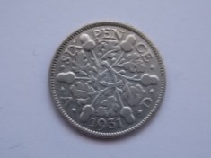 SIX PENCE 1931 GBR-argint foto