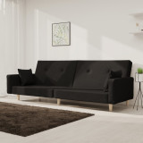 Canapea extensibila cu 2 locuri, 2 perne, negru, textil GartenMobel Dekor, vidaXL