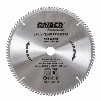 Disc circular pentru taiere lemn Raider 163144, dimensiune 305x100Tx30 mm foto