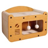 Cumpara ieftin Calcus Mercaton pentru Pisicute cu Centru de Joaca si Spatiu de Zgariat, Materiale Ecologice, 56x30x30 cm, Maro