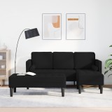 vidaXL Set canapea de 2 piese cu perne din material negru