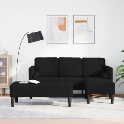 vidaXL Set de canapea 2 pcs Negru 173 x 131 x 67 cm țesătură 3329254 foto