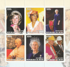 Benin 2004-Personalitati,Regina Elisabeta II,Lady Diana,Papa Ioan Paul al II-lea foto