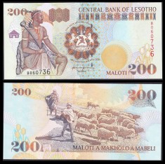 LESOTHO █ bancnota █ 200 Maloti █ 2001 █ P-20b █ UNC █ necirculata