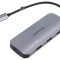 Hub USB HDMI soclu,USB A soclu x3,USB C soclu x2 gri