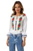 Bluza tip ie dama R25 alb/crem , marimea 2XL, Casual, Bumbac