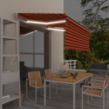 VidaXL Copertină manuală cu stor&amp;LED portocaliu&amp;maro 3,5x2,5 m
