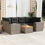 Gossi set canapele de gradina, 7 piese, cu perne, gri, poliratan