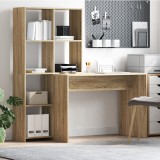 vidaXL Birou cu raft Stejar sonoma 138.5 x 55 x 143 cm Lemn compozit