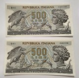 Italia - 500 Lire 1966 B - Serii consecutive