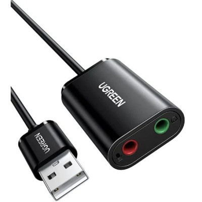 PLACA de SUNET Ugreen, US205&amp;amp;quot; extern, interfata USB 2.0, conectori 2 x jack 3.5 mm, negru 30724&amp;amp;quot; foto
