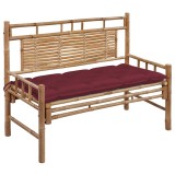 Cumpara ieftin Banca de gradina cu perna, 120 cm, bambus