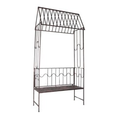 Arcada metalica, pergola, pentru gradina, cu banca, bronz antic, 123x63x252 cm GartenVIP DiyLine