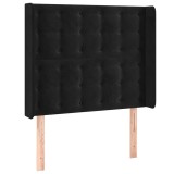 Cumpara ieftin Tablie de pat cu aripioare, negru, 93x16x118/128 cm, catifea