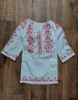 Ie veche pt. fetita / Camasa lunga costum popular (camasa cu poale), panza alba groasa de bumbac si cusatura de mana in cruciulita cu fir rosu