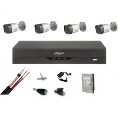 Sistem 4 camere de supraveghere exterior DAHUA 2MP, DVR Pentabrid, accesorii, hdd SafetyGuard Surveillance