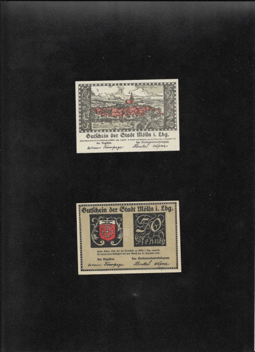Set Notgeld 2 x 50 pf M&ouml;lln