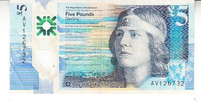 M1 - Bancnota foarte veche - Marea Britanie - Scotia - 5 lire sterline foto