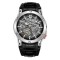 Ceas barbatesc de mana, T-winner, Mecanism Mecanic Automatic, Skeleton, Piele, Negru Argintiu