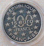 (A510) MONEDA DIN ARGINT FRANTA - 100 FRANCS / 15 EURO 1996, MAGERE BRUG