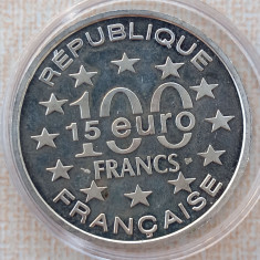 (A510) MONEDA DIN ARGINT FRANTA - 100 FRANCS / 15 EURO 1996, MAGERE BRUG
