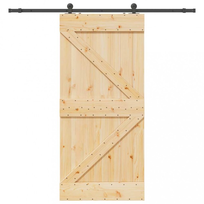 Ușă glisantă cu set de feronerie 80x210 cm, lemn masiv de pin