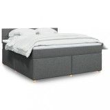VidaXL Pat box spring cu saltea, gri &icirc;nchis, 180x200 cm, textil 3289060