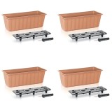 Set 4 jardiniere decorative cu sistem de irigare, 11 L, 60x18x14 cm, maro, Prosperplast
