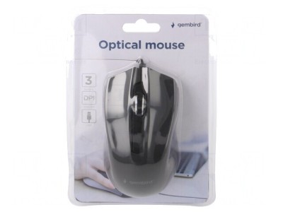 Mouse optic negru USB cu cablu 1.35m și 3 butoane foto