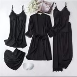 Cumpara ieftin Set Pijama De Dama 5 Piese Din Satin - ANI111