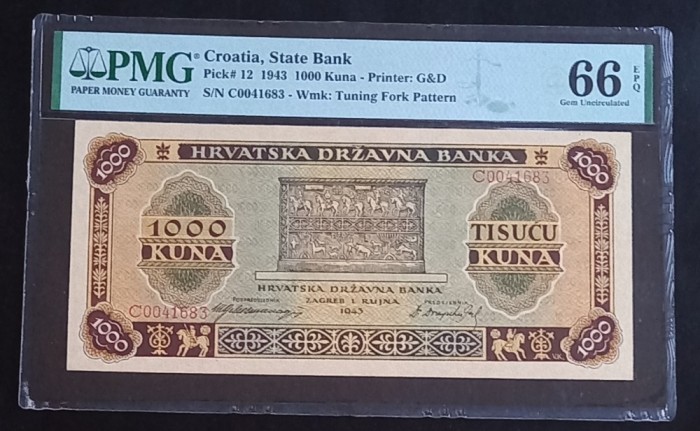 Croatia, 1.000 Kuna 1943, UNC - PMG 66.