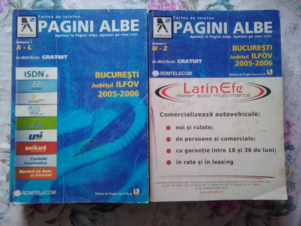 CARTE DE TELEFON PAGINI ALBE BUCURE?TI ?i ILFOV 2005-2006 | arhiva Okazii.ro