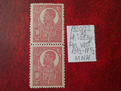 1920 Romania- Ferd. b. mare Lp72 Mi253y-per.vert.-MNH foto
