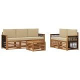 vidaXL Seturi de canapele cu pernă 6 pcs Lemn Solid de Acacia 3384024