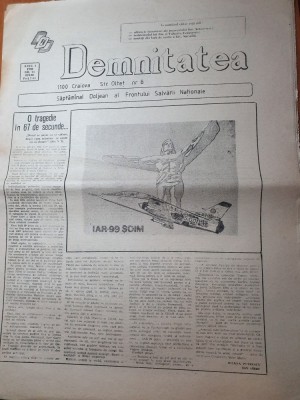 ziarul demnitatea iulie 1990-saptamanal doljean al frontului salvarii nationale foto